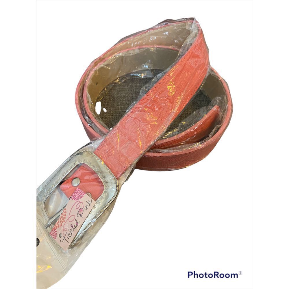 Vintage Tickled Pink Faux Leather Belt